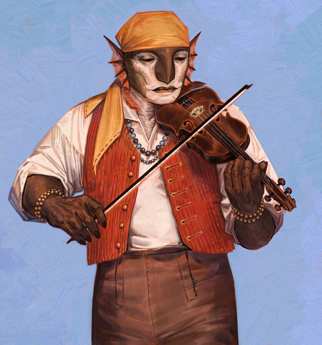 fishman with a fiddle