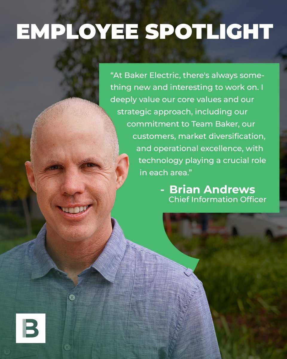 Employee Spotlight - Brian Andrews
Check out what he had to say!
"I've had the privilege of guiding our digital and IT transformation to support our rapid growth. We've accomplished so much and are well-positioned for continued success."

#employeespotlight #baker