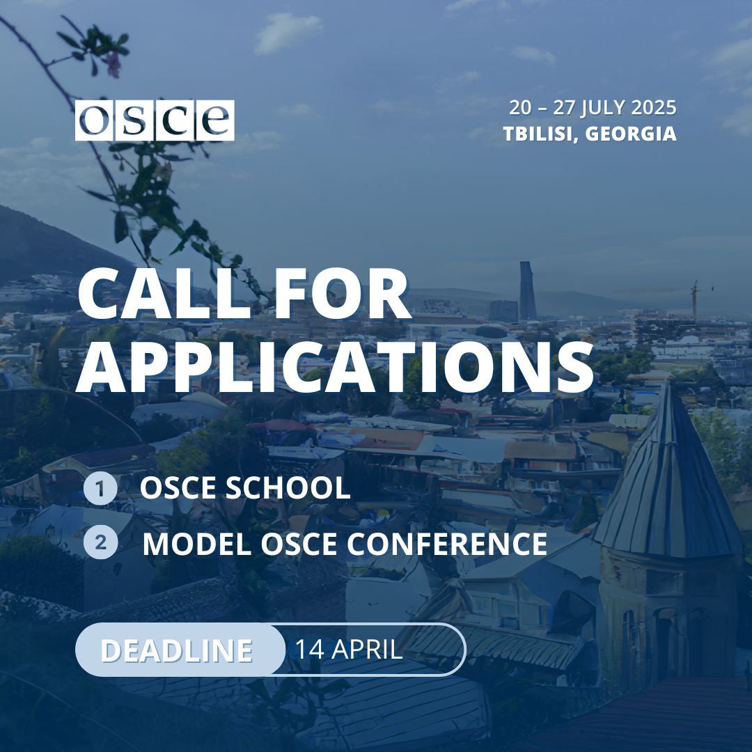 opportunitiesfy's tweet photo. 🚨 Young leaders from Central Asia & South Caucasus:
Apply to join the OSCE School & Model OSCE Conference in Tbilisi this July!
🗓 20–27 July 2025
💰 All expenses covered
🌐 Deadline: 14 April
🔗 https://t.co/JfHvr4t3Pe
#OSCE #ModelOSCE #YouthLeadership #Peacebuilding https://t.co/iytiTLRv8X