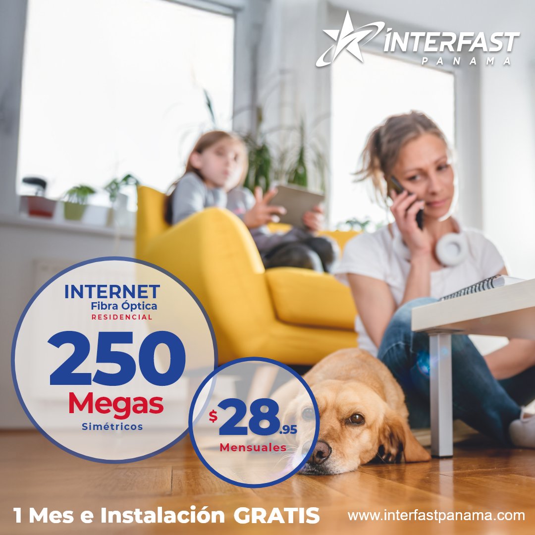 InterFastPanama's tweet image. ¡Descubre la velocidad de 250 Mbps con nuestro internet simétrico en Panamá! Aprovecha la mejor oferta: instalación y primer mes totalmente GRATIS. ¿Listo para conectarte? Visítanos en InterFast Telecom: hubs.li/Q03fjQwb0 #InternetPanamá #InterFastTelecom
