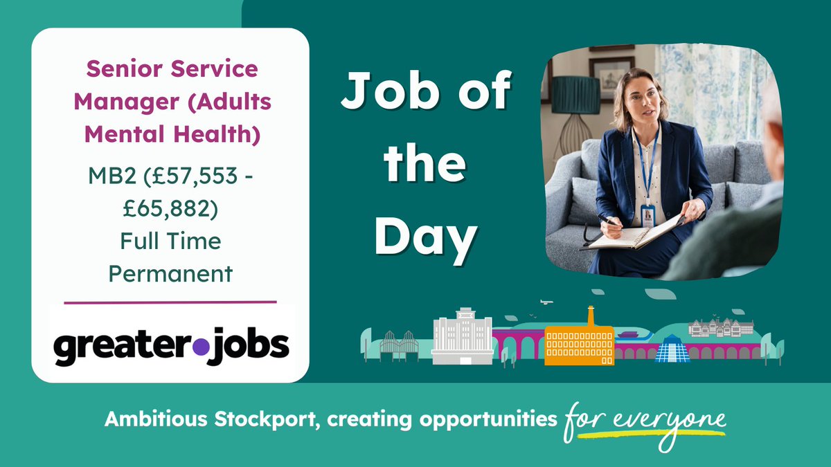 We're looking for a Senior Service Manager in Adults Mental Health. You'll have proven quality experience in managing a team in an Adults Social Care Service in a large complex organisation.

Find out more 👉 orlo.uk/z6fIP

#AmbitiousStockport