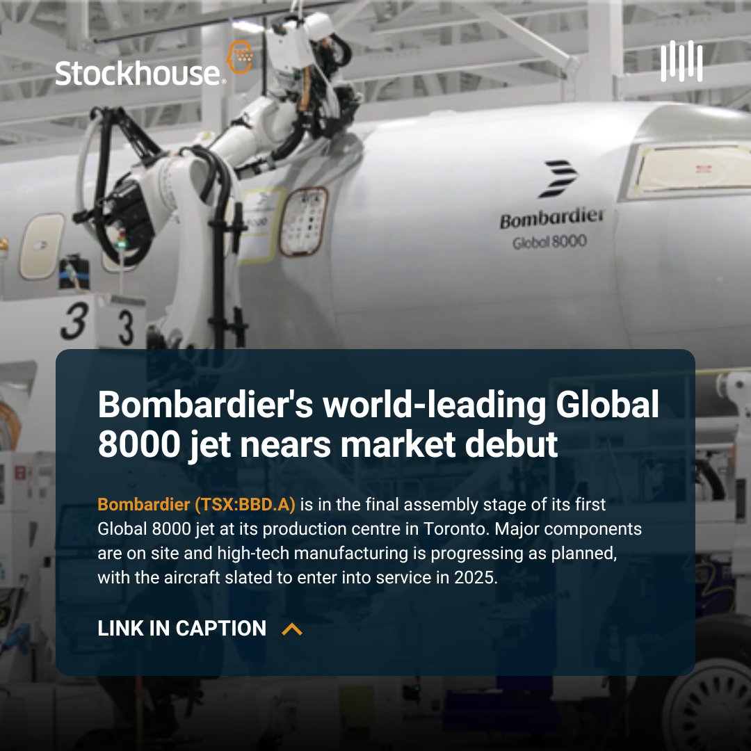 stockhouse's tweet image. Bombardier (TSX:BBD.A) is in the final assembly stage of its first Global 8000 jet at its production centre in Toronto. 

#bombardier #aviation

stockhouse.com/news/the-marke…