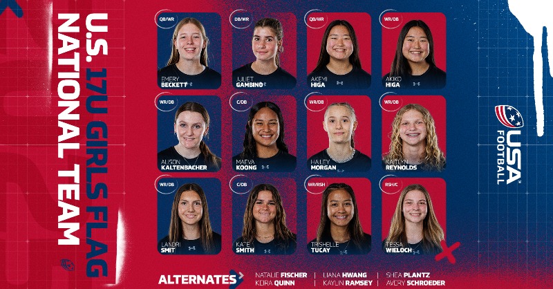 USAFootball's tweet photo. Meet our Jr. National Teams who will #RepTheFlag this summer in  Los Angeles 🇺🇸🏈