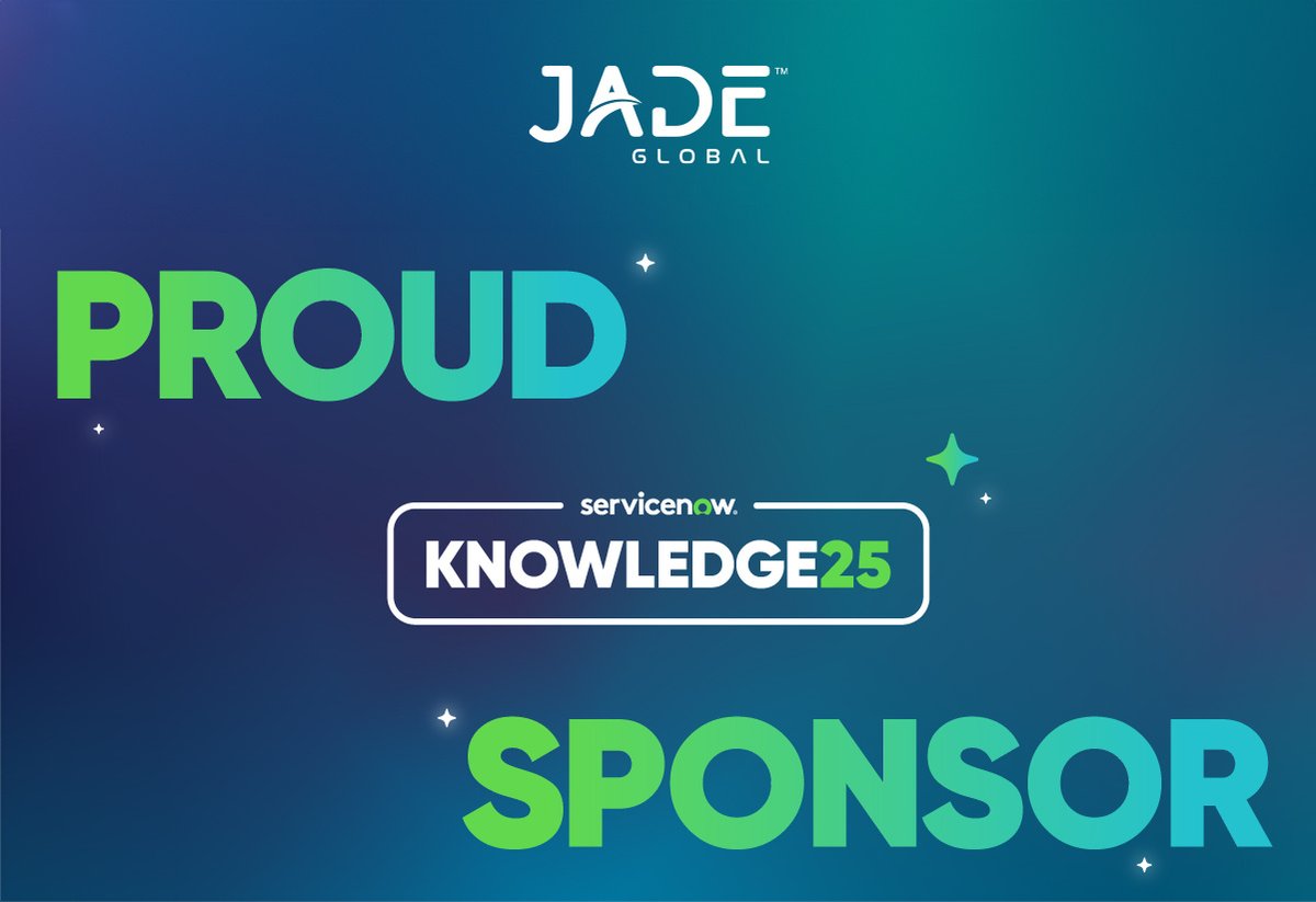 JadeGlobal's tweet photo. Jade Global sponsors @ServiceNow Knowledge 2025! Visit Booth #3728 in Las Vegas, May 6–8, for innovation and networking. https://t.co/bEbQdMrwWa 

#Know25 #ServiceNowpartner #JadeGlobal https://t.co/azxIya6Vq3