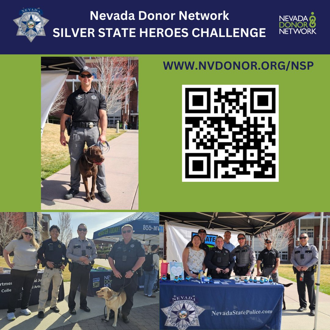 NVStatePolice's tweet photo. Great to be at the Nevada Donor Network Dogs and Donuts event today at UNR!
It’s National Donate Life Month, and we’re joining forces with our LE and First Responder partners to register as many people as possible.
If you have not registered as an organ, eye and tissue donor yet, go to https://t.co/YEKfw12CBt and sign up today. @NVDonor