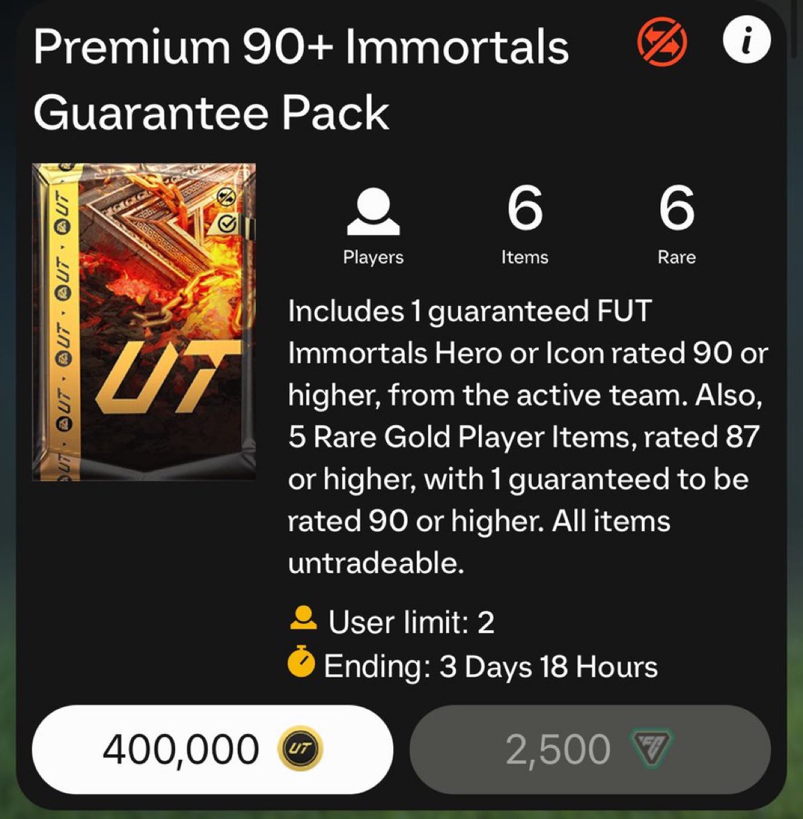 MarcFUTTrader's tweet photo. I will buy some of you the Premium 90+ Immortals Guarantee Pack

To enter 👇🏼

- Like ❤️
- Comment Console
- Follow @MarcFUTTrader

⚜️Good Luck!

#FC25 #immortals #Giveaway https://t.co/2wJDZjypon