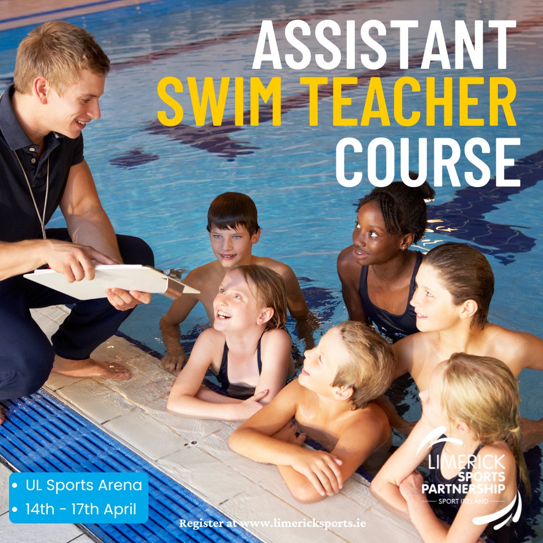 Limerick Sports (@limericksports) on Twitter photo 🚨 Only 1 spot left! 🚨
Join our Assistant Swim Teacher Course 🏊♂️
📍 UL Sports Arena | 🗓️ 14–17 Apr | ⏰ 9.30–15.30
Ages 16+
🔗 limericksports.ie/event/assistan…
📧 tmahedy@limericksports.ie
<a href="/sportireland/">Sport Ireland</a> <a href="/Limerick_ie/">Limerick.ie</a> <a href="/ULimsport/">UL Sport</a> <a href="/UL/">University Of Limerick</a>
#SwimTeacher 🚨 Only 1 spot left! 🚨
Join our Assistant Swim Teacher Course 🏊♂️
📍 UL Sports Arena | 🗓️ 14–17 Apr | ⏰ 9.30–15.30
Ages 16+
🔗 limericksports.ie/event/assistan…
📧 tmahedy@limericksports.ie
<a href="/sportireland/">Sport Ireland</a> <a href="/Limerick_ie/">Limerick.ie</a> <a href="/ULimsport/">UL Sport</a> <a href="/UL/">University Of Limerick</a>
#SwimTeacher