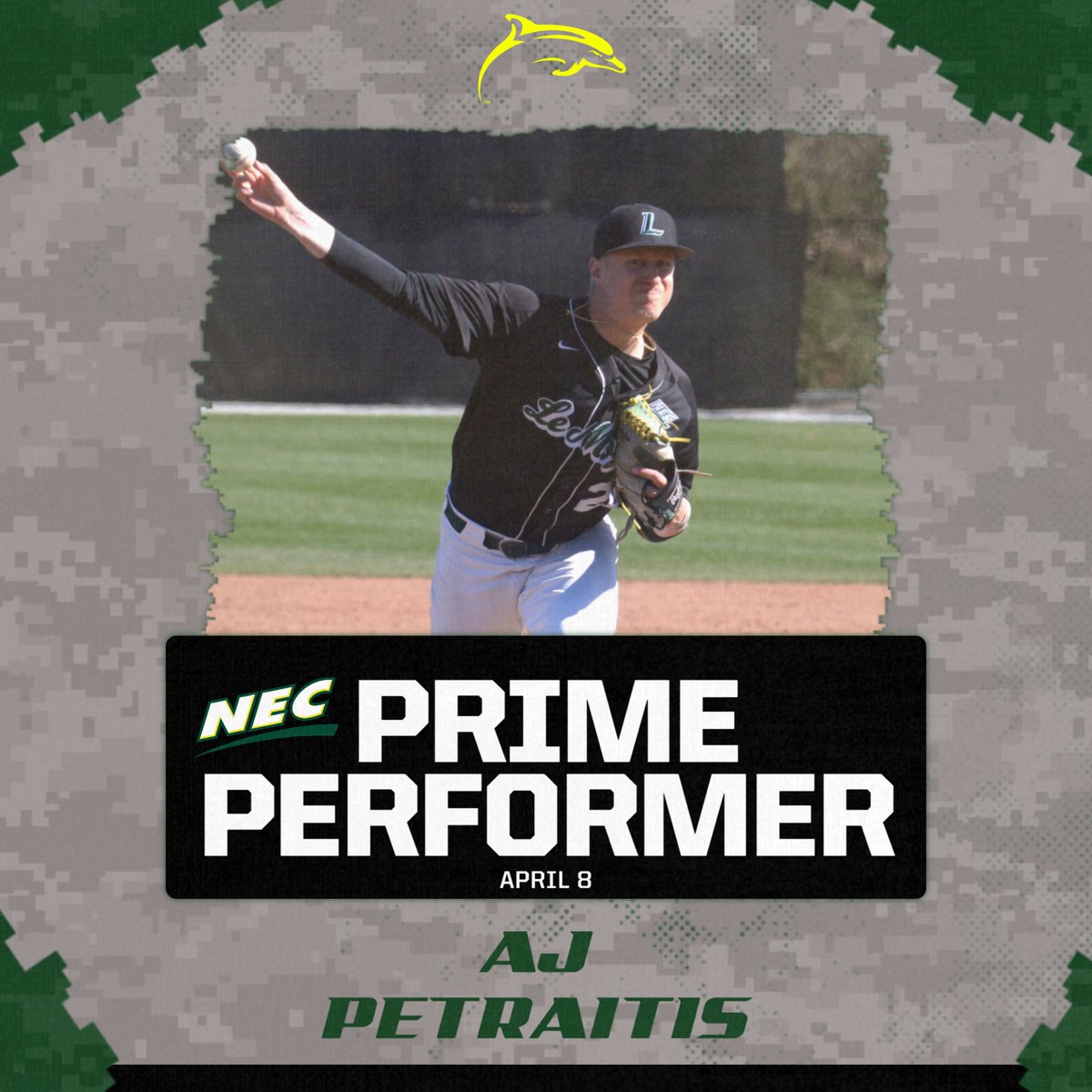 AJ Petraitis is an <a href="/necbaseball/">NEC Baseball</a> Prime Performer for week 8! 

AJ allowed just one hit and zero runs with four strikeouts over 6.1 innings during our shutout win on Friday

#PhinsUp 🐬