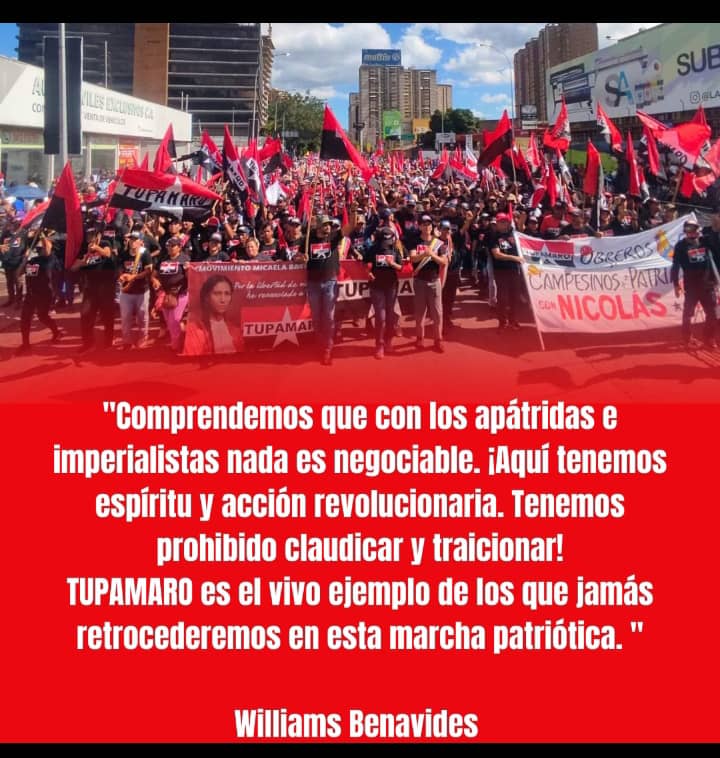 TupamaroMRT_'s tweet photo. 🚩🏴#AsíLoDijo || Nuestro camarada @WBenavides_MRT Secretario General Nacional: "Comprendemos que con los apátridas e imperialistas nada es negociable. ¡Aquí tenemos espíritu y acción revolucionaria. Tenemos prohibido claudicar y traicionar!
TUPAMARO es el vivo ejemplo de los que jamás retrocederemos en esta marcha patriótica."

@NicolasMaduro
#TupamaroEjemploDeLucha