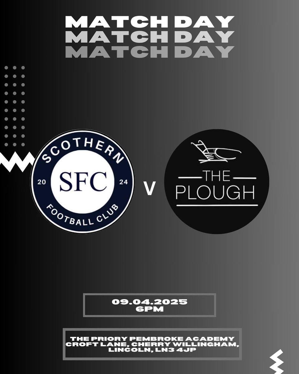 ❗️MATCH DAY❗️

Another important top of the table clash tomorrow. Our players know what it means if we get the job done again tomorrow. Away to Scothern at 6pm. 

We would appreciate as much support as possible again

Up the Plough⚽️🖤