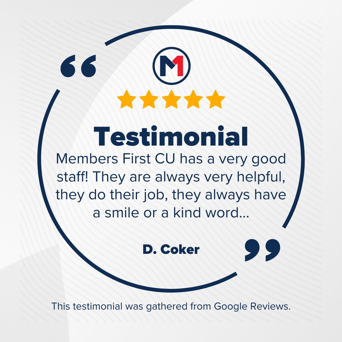 MembersFirstFL's tweet photo. This #TestimonialTuesday, we're thrilled to share this review from one of our valued members.

We are grateful for your trust &amp; loyalty. Your feedback inspires us to keep improving &amp; serving you better every day. Thank you for being part of the Members First family! https://t.co/mUGjoNLAIf