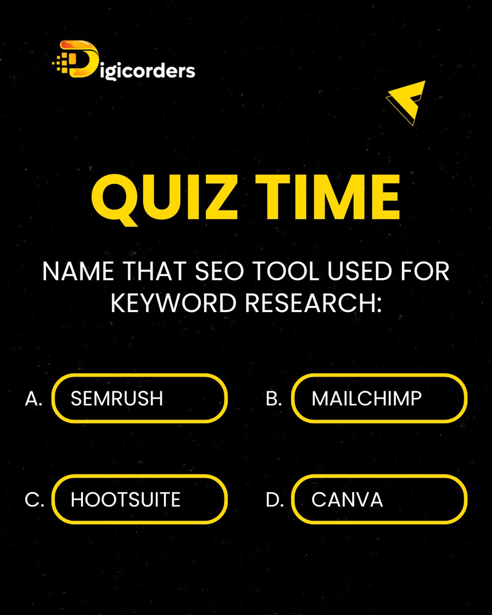DigiCorders's tweet photo. Quick quiz for the marketing savvy! 🧠

Which of the following is primarily used for unearthing valuable keywords to drive organic traffic?

Tell us A, B, C, or D! 👇

#SEOExpert #OnlineMarketing #WebDesign #MobileAppDevelopment #ECommerceSolutions https://t.co/AnLOY8R80h