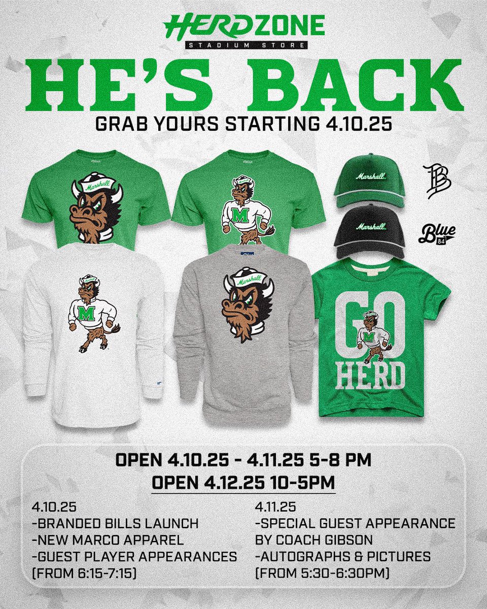 Guess who’s back, back again?

Merch drop Thursday in the HerdZone Team Store! 🔥🔥

Teamstore will be open Thursday, Friday and Saturday‼️