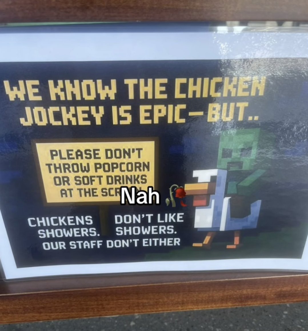 “Chicken Jockey” celebrations at #Minecraft Movie screenings are getting so wild, cinemas are warning fans not to throw food or drinks. 

#MinecraftMovie #chickenjockey