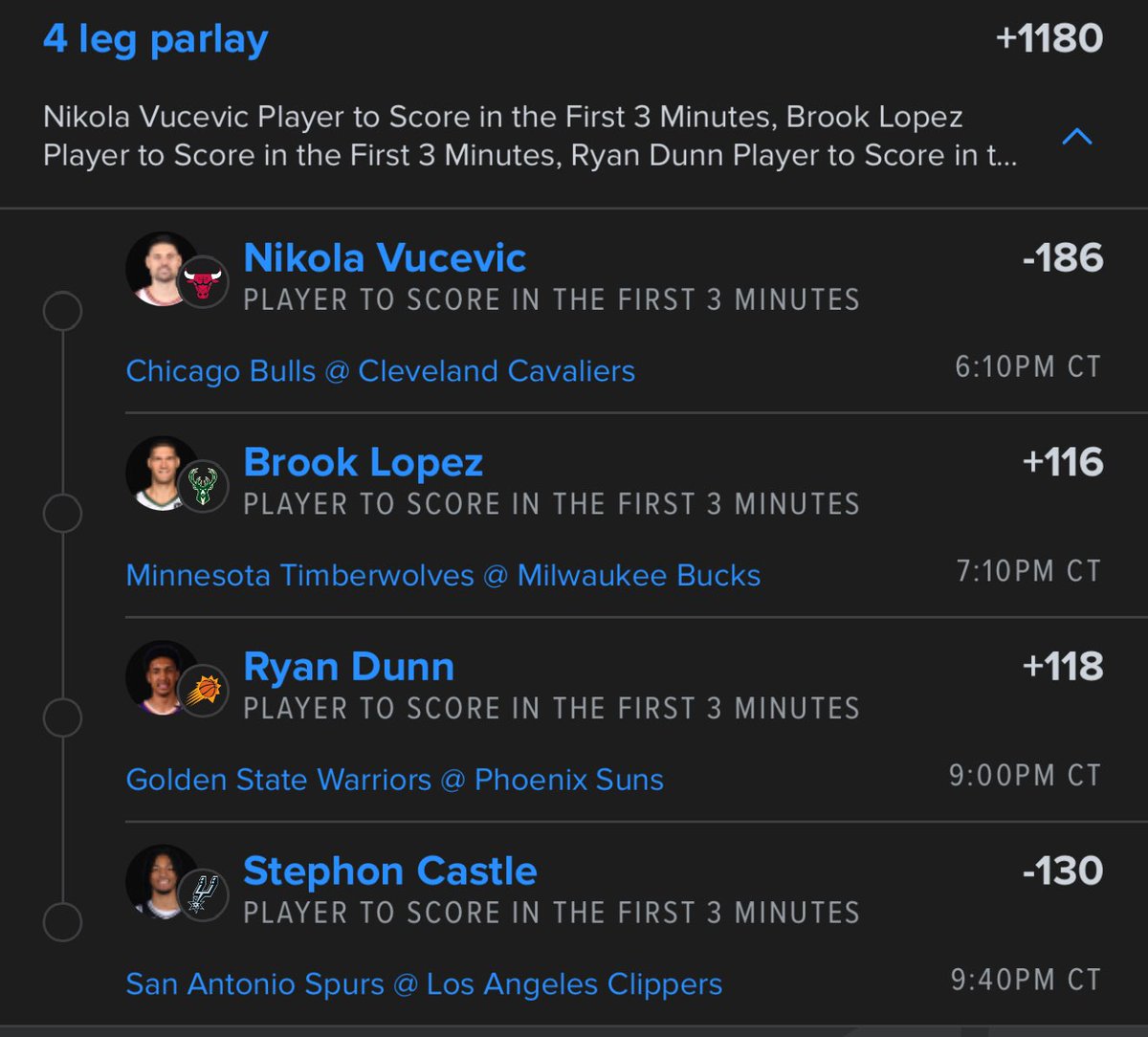 PrimeParlaysss's tweet photo. 🚨 Player to Score in the First 3 Minutes 🚨
$25 to a lucky follower once this cashes 🎉
Like this post for a chance to win! ✅ #NBA #First3 #GamblingCommunity https://t.co/m4TC1wAjGr