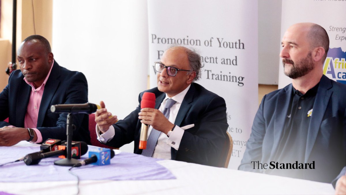 StandardKenya's tweet photo. Emmanuel Choge, TVET and Digitalization Advisor at GIZ Kenya, Dr. Kevit Desai, TVET Advocate and CEO of Centurion Systems and Bjรถrn Schneekloth, Managing Director of Ensinger Group addressing the media during the launch of GIZ-Ensinger Partnership Enhancing CNC Machining Training in TVETs in Kenya at PC Kinyanjui Technical Training Institute in Nairobi on April 8, 2025
Photos by Boniface Okendo,ย Standard