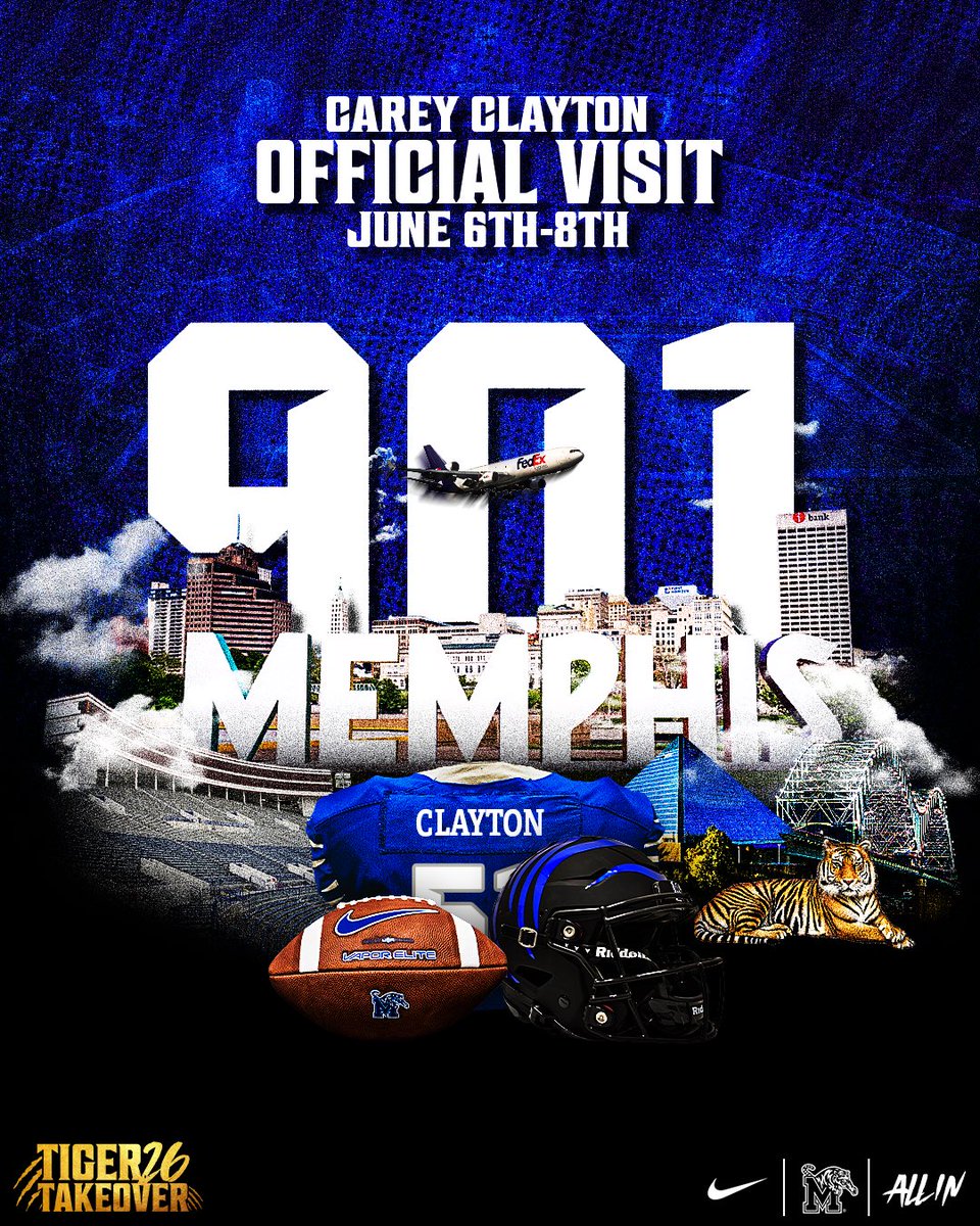 Carey Clayton (@carey_clayton51) on Twitter photo Official Visit Locked In <a href="/MemphisFB/">Memphis Football</a> can’t wait! #GoTigersGo
<a href="/RSilverfield/">Ryan Silverfield</a> <a href="/Coach__Myers/">Jeff Myers</a> <a href="/davediehl66/">Coach David Diehl</a>
<a href="/coachrdodge/">Riley Dodge</a> <a href="/coachvictorgill/">Victor Gill</a> <a href="/SLC_Recruiting/">Southlake Carroll FB Recruiting</a> <a href="/CoachRazloznik/">Coach Sean Razloznik</a> <a href="/CoachTibbitts/">Coach Tibbs</a> <a href="/5qpLinepride/">5QP-LinePride</a> Official Visit Locked In <a href="/MemphisFB/">Memphis Football</a> can’t wait! #GoTigersGo
<a href="/RSilverfield/">Ryan Silverfield</a> <a href="/Coach__Myers/">Jeff Myers</a> <a href="/davediehl66/">Coach David Diehl</a>
<a href="/coachrdodge/">Riley Dodge</a> <a href="/coachvictorgill/">Victor Gill</a> <a href="/SLC_Recruiting/">Southlake Carroll FB Recruiting</a> <a href="/CoachRazloznik/">Coach Sean Razloznik</a> <a href="/CoachTibbitts/">Coach Tibbs</a> <a href="/5qpLinepride/">5QP-LinePride</a>