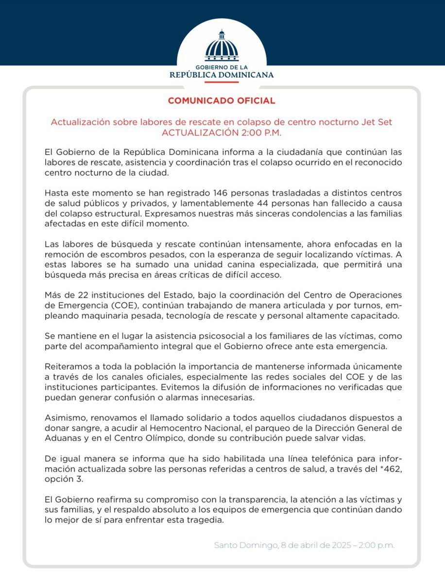 COE_RD's tweet photo. Actualización comunicado #2 situación #jetse https://t.co/1czSM3RzWZ
