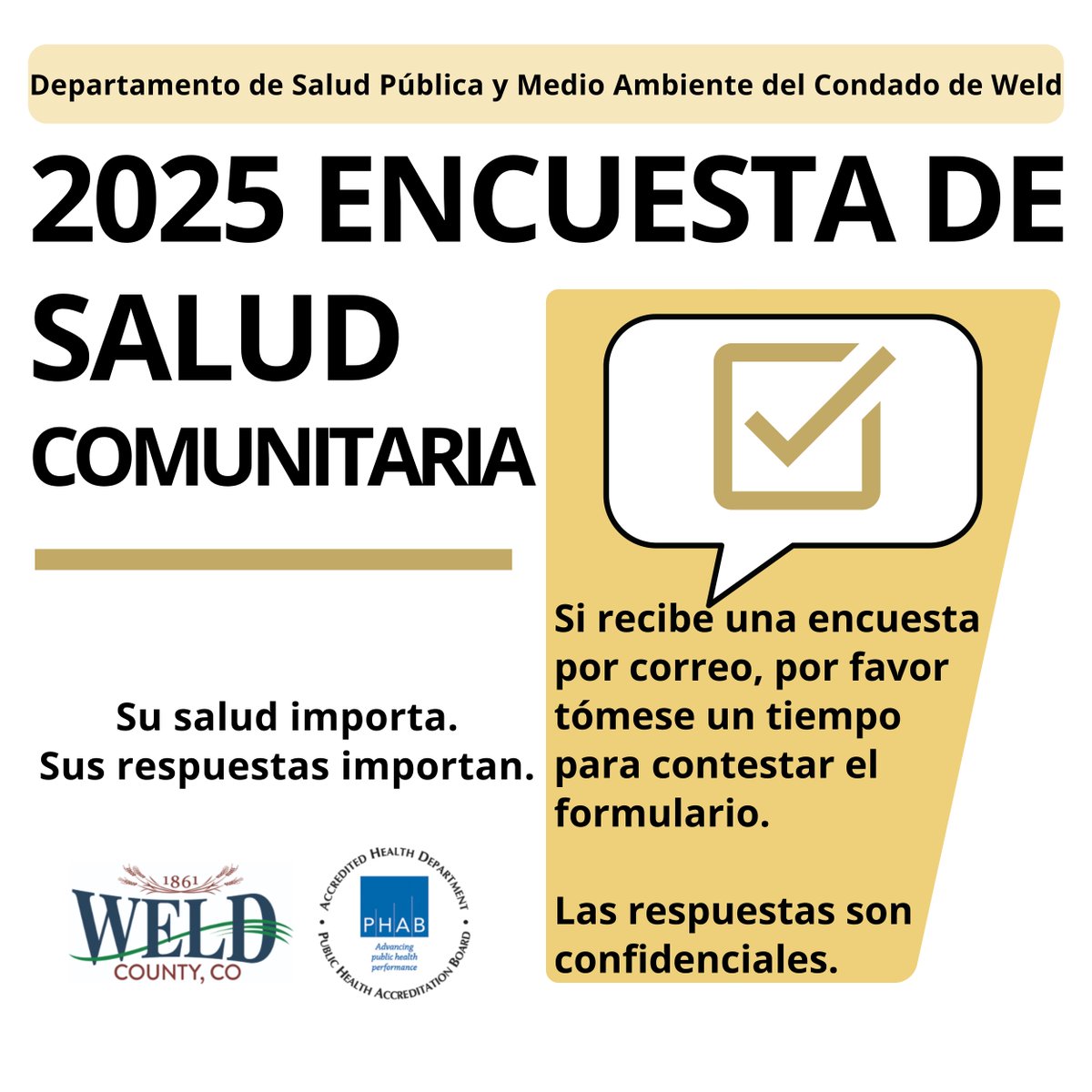 The Weld Trust (@weldtrust) on Twitter photo If you receive the 2025 Community Health Survey in the mail, please respond! If you receive the 2025 Community Health Survey in the mail, please respond!