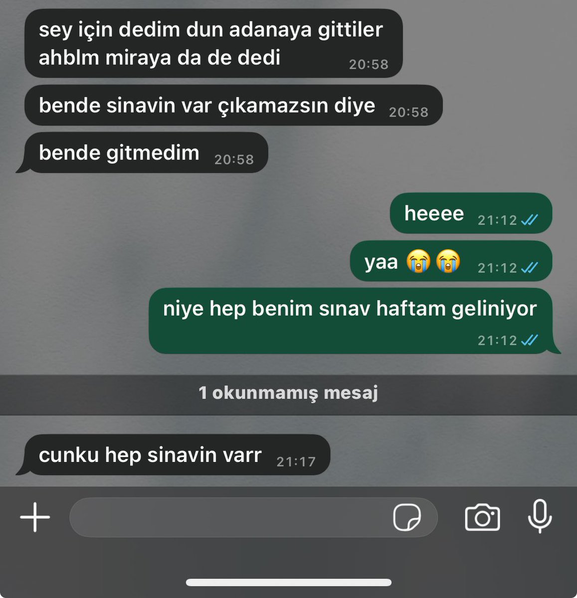 1 okunmamış mesaj..