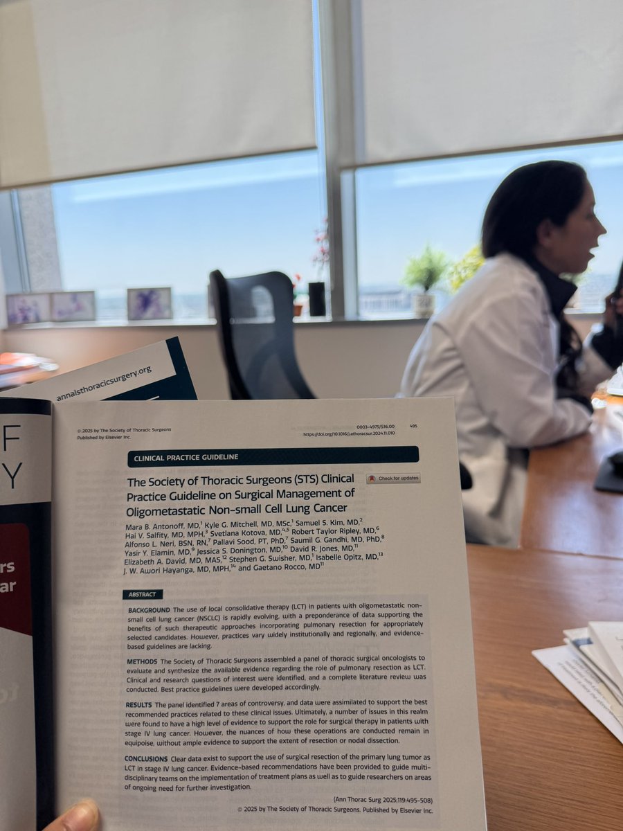 Rajika Jindani, MD, MPH, MS (@rajikajindani) on Twitter photo Reading <a href="/annalsthorsurg/">The Annals of Thoracic Surgery</a> clinical practice guideline on oligometastatic NSCLC from the first author’s office! Such an honor to learn from <a href="/maraantonoff/">Mara Antonoff, MD, FACS</a> at <a href="/MDAndersonNews/">MD Anderson Cancer Center</a>
<a href="/WomenInThoracic/">WomenInThoracicSurg</a> <a href="/ScanlanInc/">Scanlan International</a> <a href="/MontefioreNYC/">Montefiore Health System</a> <a href="/MontefioreSurg/">Montefiore Surgery</a> <a href="/MontefioreCTS/">Montefiore Cardiothoracic Surgery Residency</a> Reading <a href="/annalsthorsurg/">The Annals of Thoracic Surgery</a> clinical practice guideline on oligometastatic NSCLC from the first author’s office! Such an honor to learn from <a href="/maraantonoff/">Mara Antonoff, MD, FACS</a> at <a href="/MDAndersonNews/">MD Anderson Cancer Center</a>
<a href="/WomenInThoracic/">WomenInThoracicSurg</a> <a href="/ScanlanInc/">Scanlan International</a> <a href="/MontefioreNYC/">Montefiore Health System</a> <a href="/MontefioreSurg/">Montefiore Surgery</a> <a href="/MontefioreCTS/">Montefiore Cardiothoracic Surgery Residency</a>