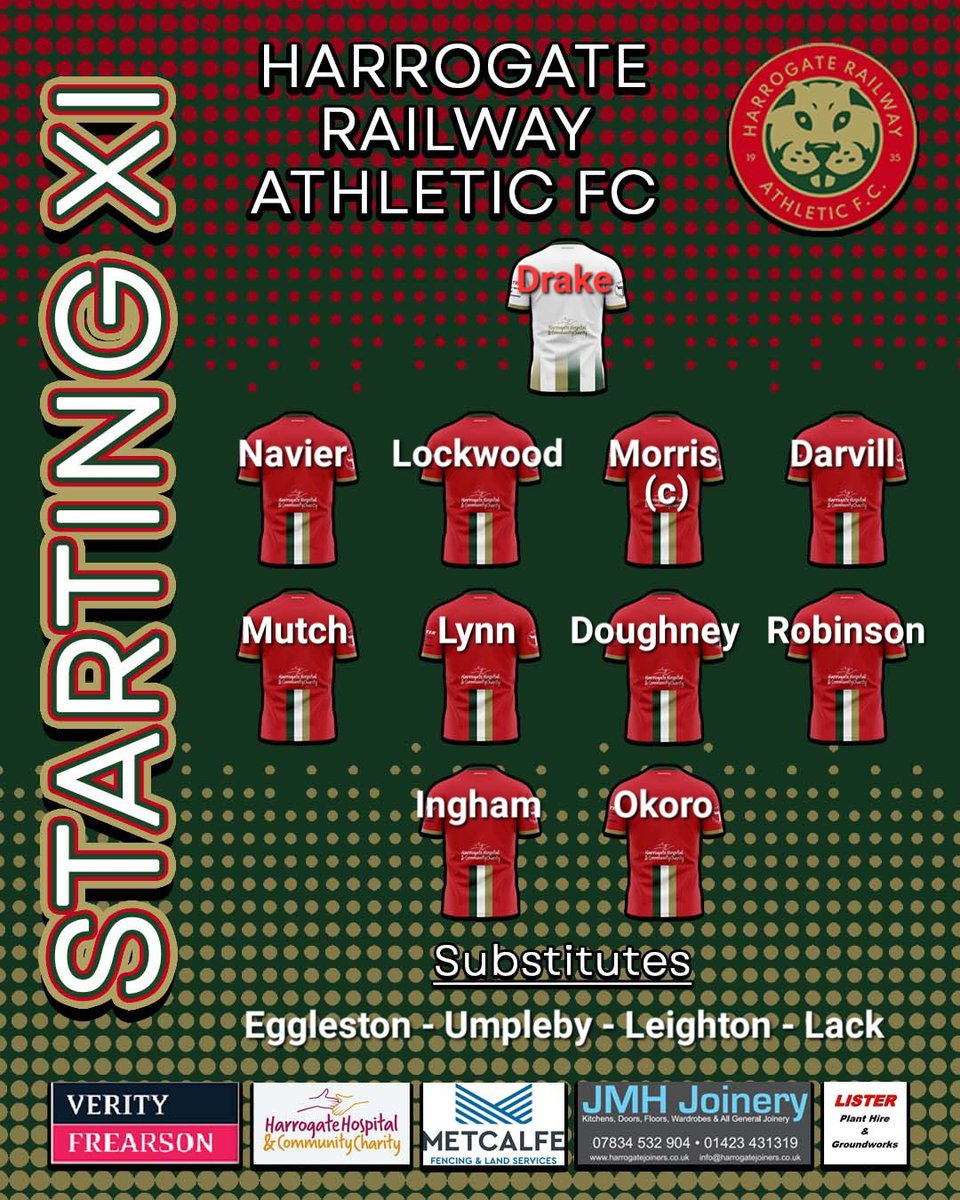 Harrogate Railway Athletic FC (@therailfc) on Twitter photo Your line-up for tonight's <a href="/NCEL/">Northern Counties East Football League</a> fixture against <a href="/WombwellTownFC/">Wombwell Town FC (P)</a>.
Stay tuned for live match updates
π΄ππ’ Your line-up for tonight's <a href="/NCEL/">Northern Counties East Football League</a> fixture against <a href="/WombwellTownFC/">Wombwell Town FC (P)</a>.
Stay tuned for live match updates
π΄ππ’