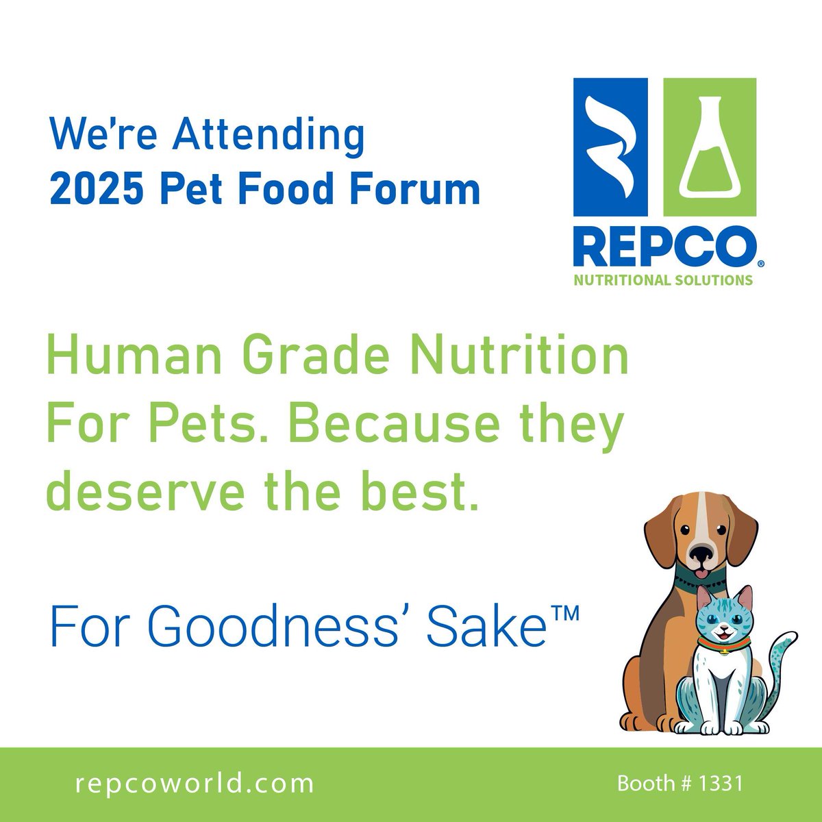 Quality matters when it comes to pet nutrition! At REPCO Nutritional Solutions, we use human-grade vitamins and ingredients to create custom nutrition blends for pet foods, treats, and supplements.

Visit us at Pet Food Forum 2025. 

#petfood #nutrition #ingredients