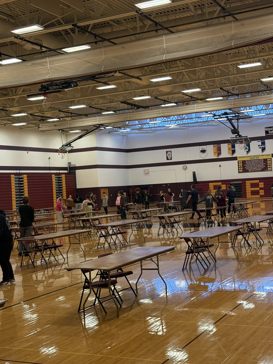 Thank you to our PE staff and students for helping get us set up for tomorrow. State testing day!!