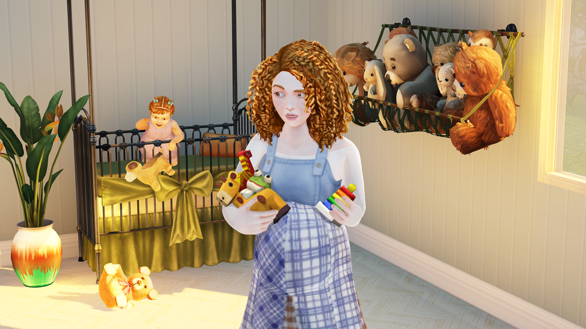 It's Pregnancy Pack time baby! 🤰 👶 
Go get your pregnant Sims a lovely checkered dress. To complete the look, we've also included some cute blush makeup and dangly earrings.✨