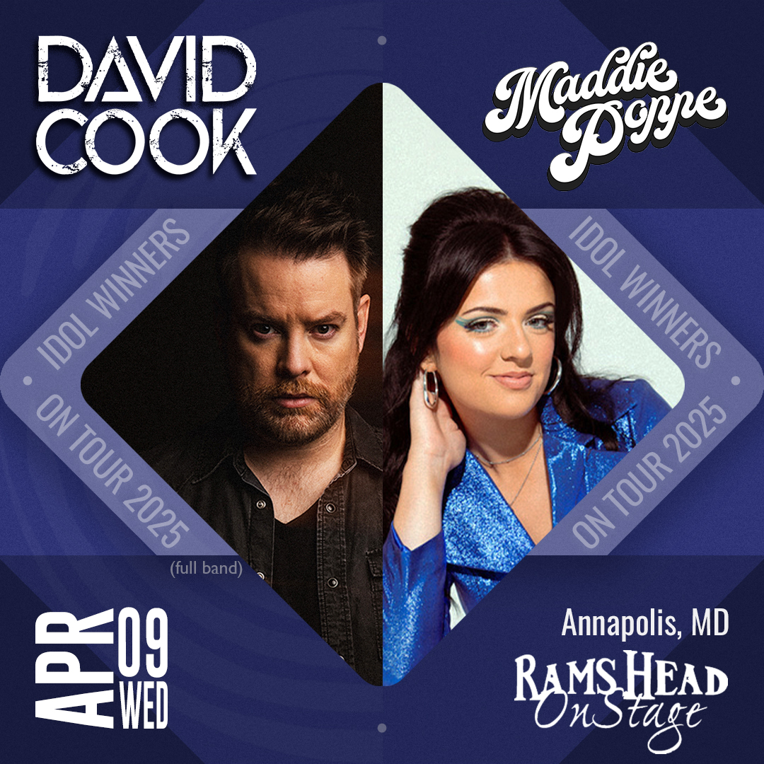 FoolsApril64's tweet photo. 🚨*UP NEXT!* 9-APR (WED) ANNAPOLIS, MD 🎤DAVID COOK and Maddie Poppe at @RamsHeadOnstage!! 🤩 Info Tickets @ https://t.co/r61UDGthri https://t.co/w4EKV56Rhg