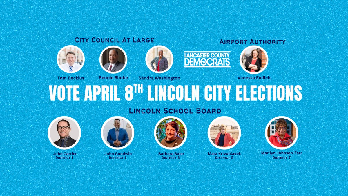 Don't forget to vote at your polling location or drop off your ballot at the Lancaster Election Commission (601 N 46th St) or at one of the drop boxes before 8 PM TODAY, Tuesday, April 8th!