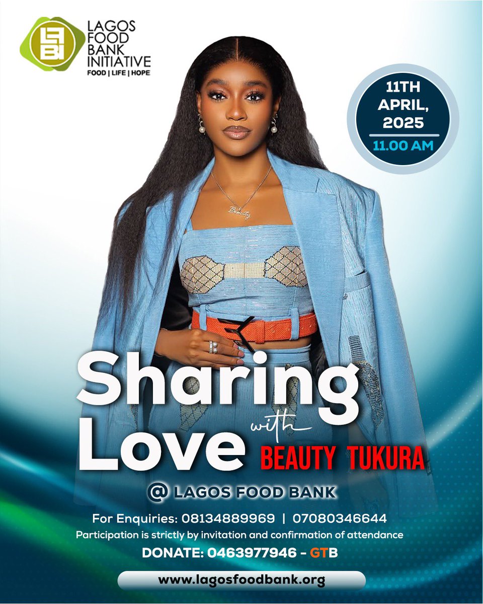 Lagos Food Bank (@lagosfoodbank) on Twitter photo Who is Excited ๐ฅณ๐ฅณ๐ฅณ
Yes, we are excited to announce our next TEFAP outreach happening at the Food Bank Warehouse on Friday 11th April 2025, in partnership with the amazing Beauty Tukura <a href="/beautyetukura/">Beauty Tukuraโ๏ธ</a>
We will be sharing love and kindness to families from low-income Who is Excited ๐ฅณ๐ฅณ๐ฅณ
Yes, we are excited to announce our next TEFAP outreach happening at the Food Bank Warehouse on Friday 11th April 2025, in partnership with the amazing Beauty Tukura <a href="/beautyetukura/">Beauty Tukuraโ๏ธ</a>
We will be sharing love and kindness to families from low-income