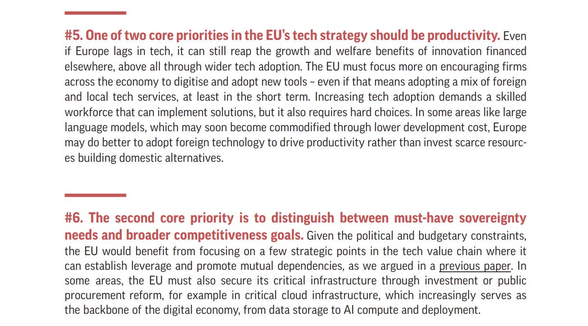 Ben Schroeter (@ben_schroeter) on Twitter photo This is a well thought-through paper on EU tech policy by seven European think tanks <a href="/thinkeuropa/">Tรฆnketanken EUROPA</a>. The focus is rightly on productivity growth and that means prioritising tech diffusion. Where it matters for sovereignty, we also need to develop the requisite
capabilities. This is a well thought-through paper on EU tech policy by seven European think tanks <a href="/thinkeuropa/">Tรฆnketanken EUROPA</a>. The focus is rightly on productivity growth and that means prioritising tech diffusion. Where it matters for sovereignty, we also need to develop the requisite
capabilities.