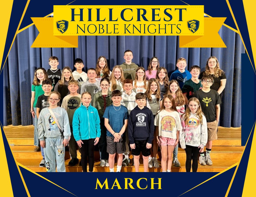 Congratulations to our 💙💛 Noble Knights for the month of March!  Keep up the tremendous 🤩 work!!!  Great job 👏 following the Keys 🔑 to the Castle 🏰!