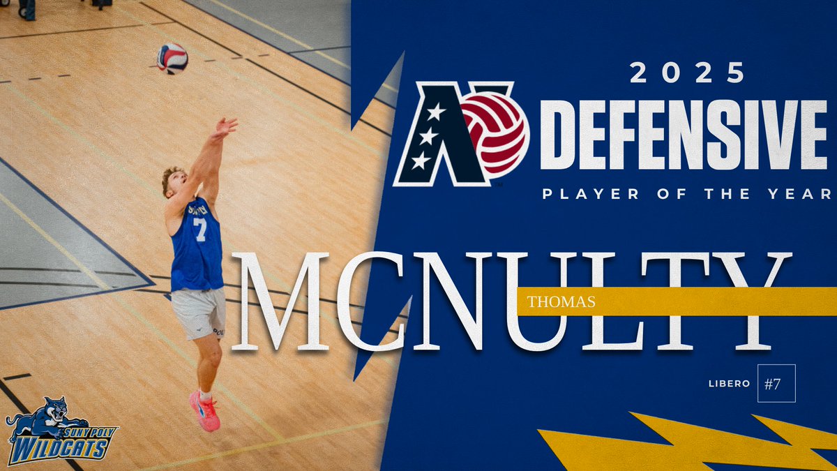 SUNY Poly Wildcats (@polywildcats) on Twitter photo Congratulations to Thomas McNulty for being named the NEVC Defensive Player of the Year!
With a total of 317 digs on the season, McNulty led the NEVC with over three digs per set. Congratulations to Thomas McNulty for being named the NEVC Defensive Player of the Year!
With a total of 317 digs on the season, McNulty led the NEVC with over three digs per set.
