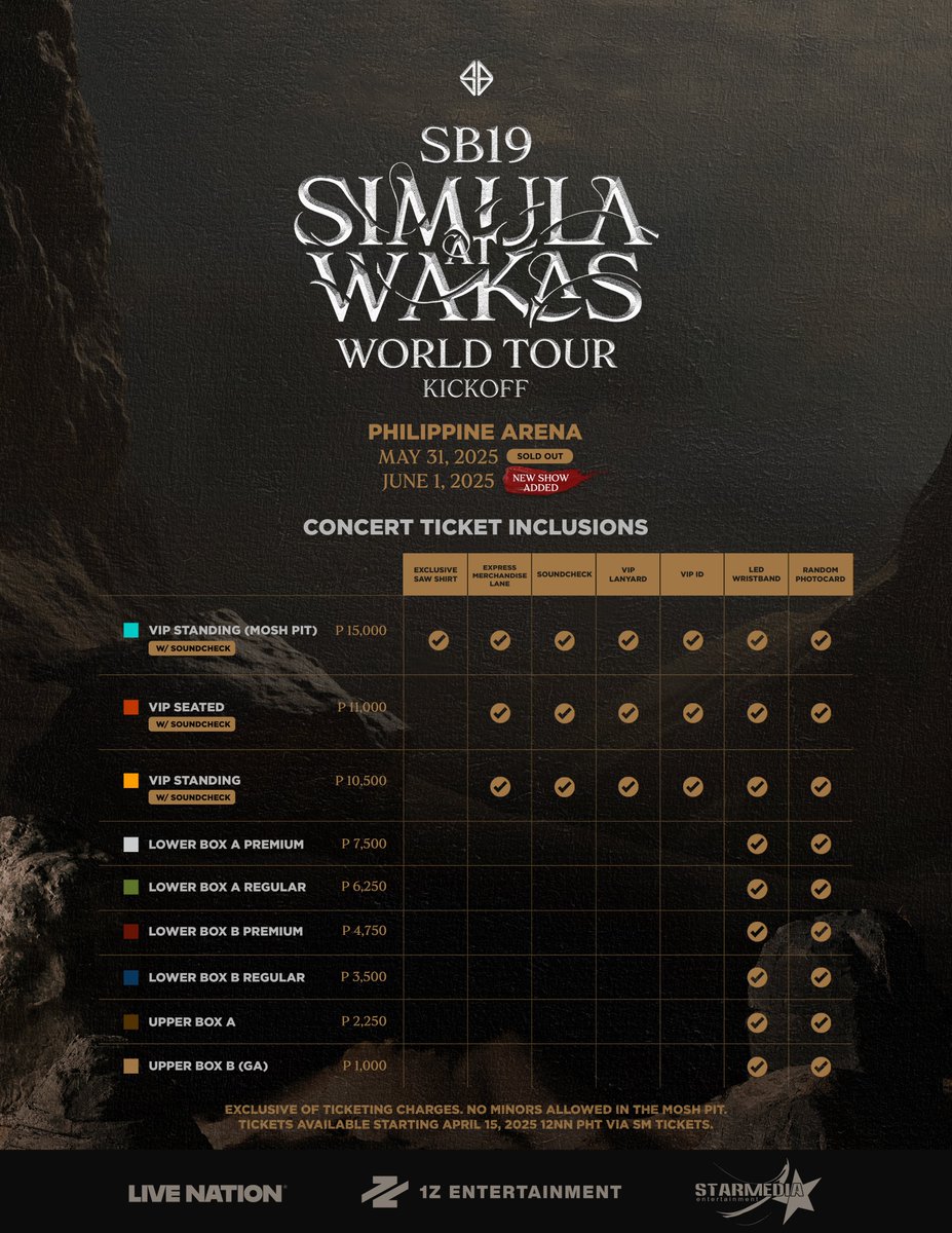 🍎 Simula at Wakas World Tour Kickoff - Day 2

June 1, 2025 - 6PM PHT
Philippine Arena

Tickets available starting April 15, 2025 - 12NN PHT via SM Tickets.

#SimulaAtWakas #SB19
#SB19SimulaAtWakas #SB19SaW
#SaWWorldTour #SaWWorldTourKickoff