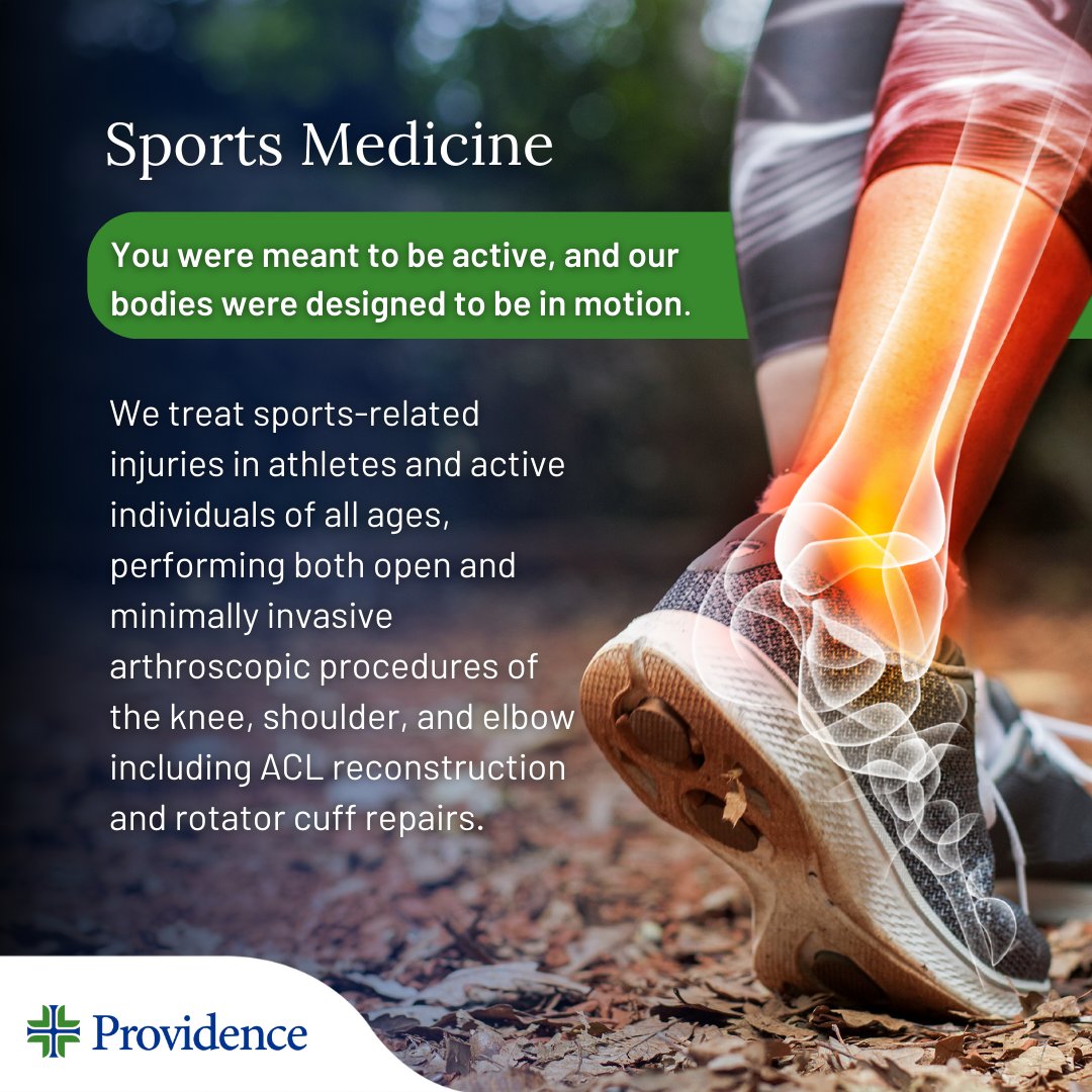 Expert orthopedic care for your bones, muscles and joints--right here in Lake County at Providence St. Joseph Medical Center.

From diagnosis to recovery, we're here to support you every step of the way. 👣 

🔗 For more information visit, provhealth.org/6016qIVaQ