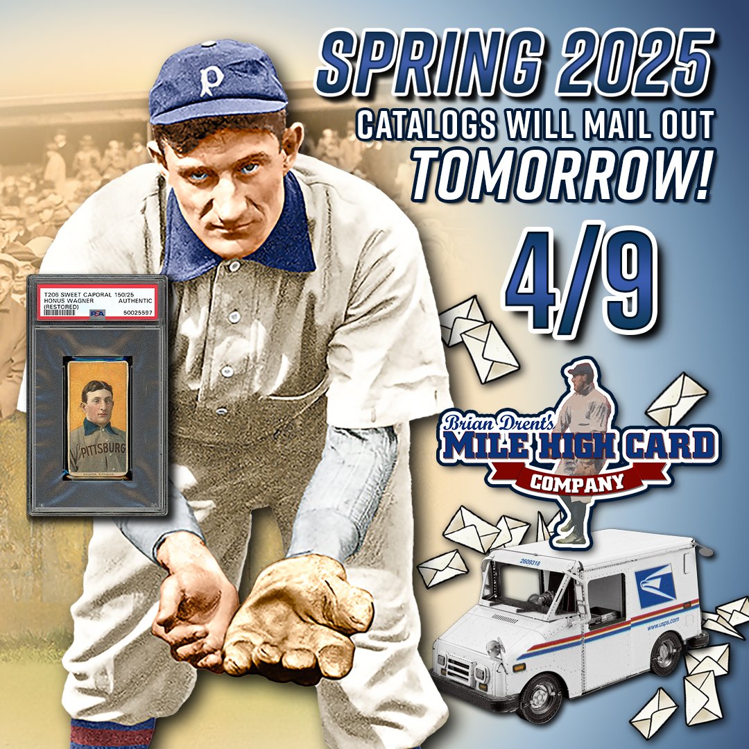 milehighcard's tweet image. 📦 EXCITING NEWS! 📦 

Our Spring 2025 Premium Auction Catalog is officially shipping out TOMORROW, April 9th, and we can’t wait for you to get your hands on it! 💌 

Keep an eye out, it could be arriving very soon! 👀✨

#MHCC #auctionhouse #auction #thehobby #whodoyoucollect