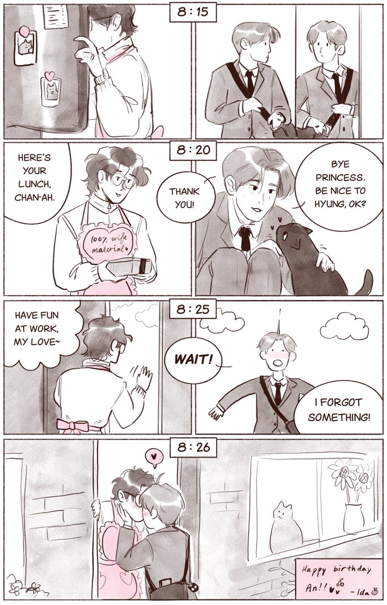 an’s birthday is a 5 day celebration event so i’m totally on time ~ happy bday <a href="/summerwitches/">an🍒</a> you make my days longer and my coffee warmer and my apples sweeter 🍎 

here is househusbands and their morning routine 💞
luv u