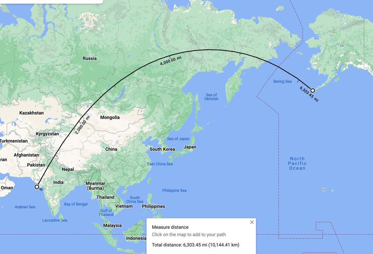 5/ Without touching a single piece of land, it's possible to sail from India to the USA in a completely straight line