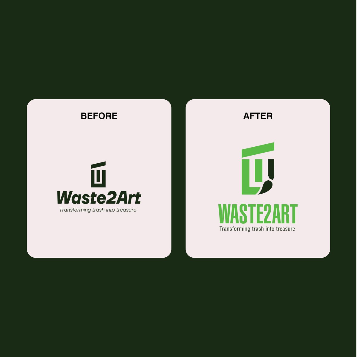 ArtWaste's tweet photo. New logo, New Look, New vigor,  Same green mission ‼️

We’re raising an eco-conscious generation - one brushstroke, one bin at a time.

Check out our fresh new look!
#Waste2Art #NewLogo #EcoRebrand #TrashToTreasure https://t.co/7DEhQlmjV3