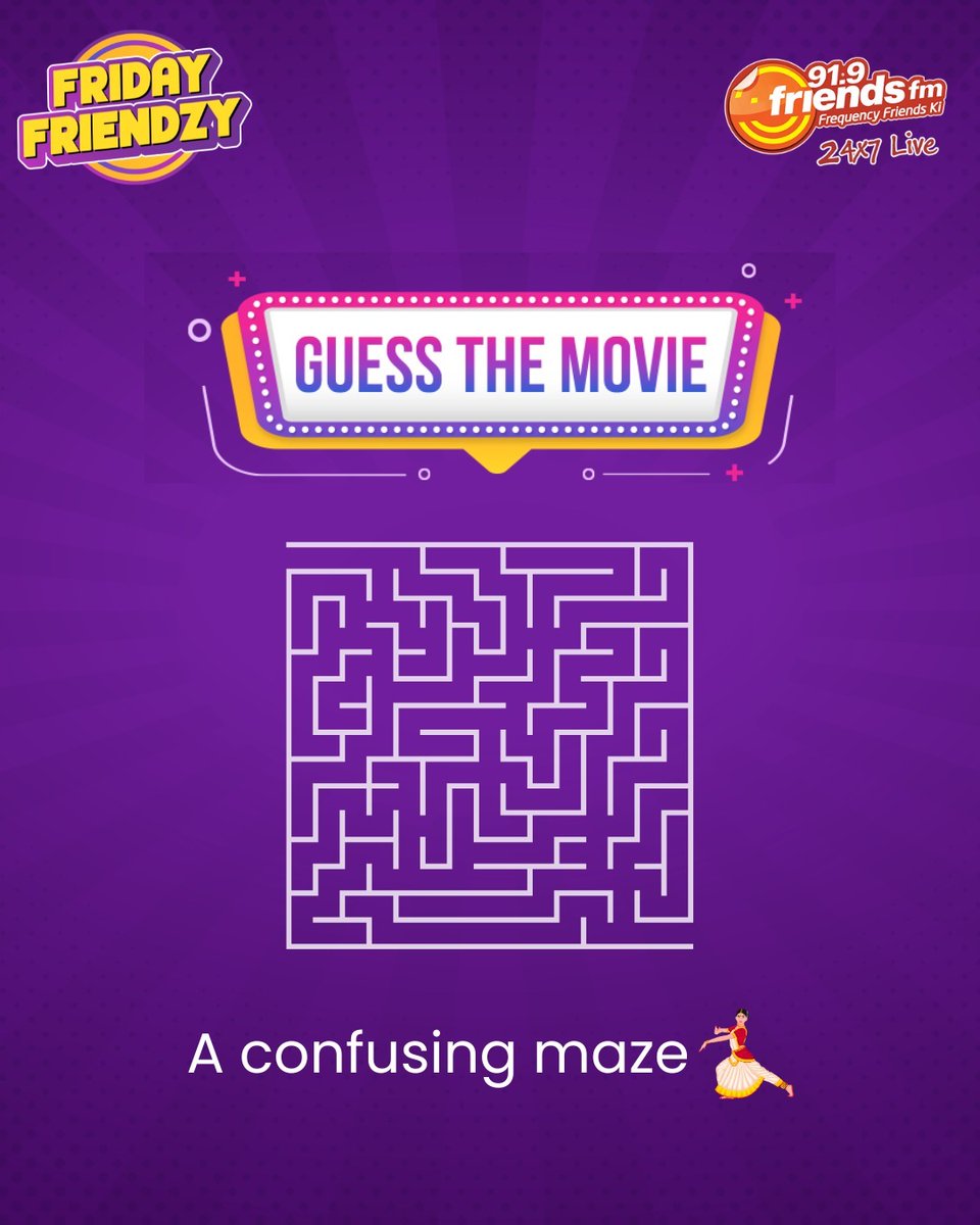 919FriendsFm's tweet photo. Can you crack this maze? 👻💀

Two lucky winners receive surprise gifts from 91.9 Friends FM!
Drop your answers down below! 👇
.
.
.
#919FriendsFM #MovieQuiz #GuessTheMovie #ContestAlert #FridayFriendzy https://t.co/pPNZs1e2Vc