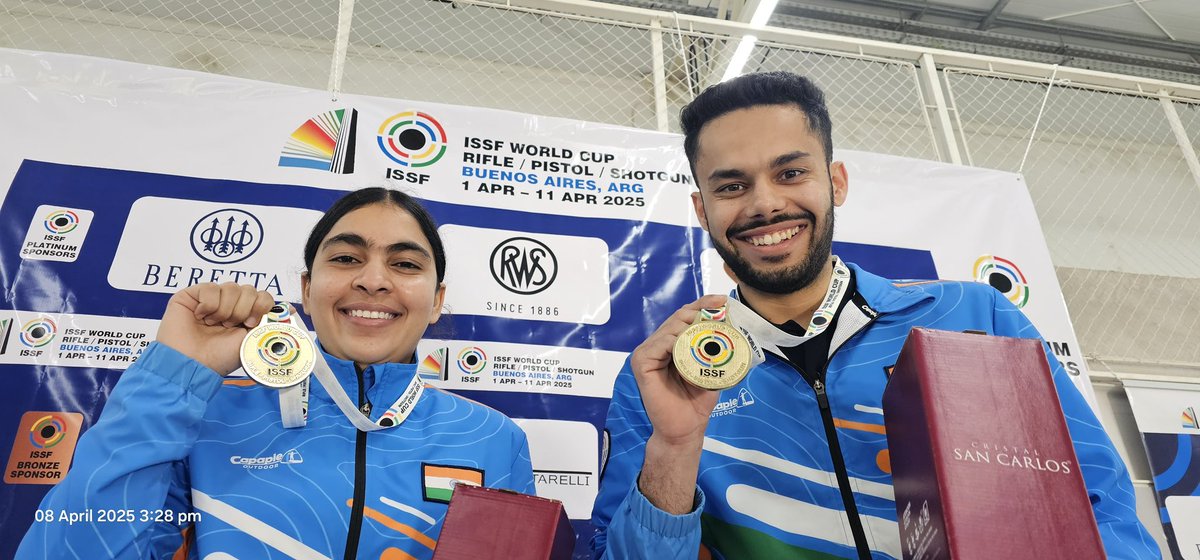 Pic of the day 🥇 🥇 😗 😗 🔥 🔥 

<a href="/VijayveerSidhu/">Vijayveer Sidhu</a> 

#ISSFWorldCup #Argentina #Pistol #ShootingSports #Shooting #India