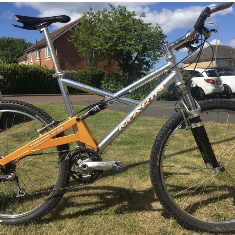 ianclennett's tweet image. Is this sort of thing of any interest to people? Marin XC FRS (Mt Vision frame). Pace forks, hand built wheels - Mavic rims on Hope titanium hubs. Flite ti saddle, Deore thumb shifters etc.  #retrobike #vintagemtb #retromtb