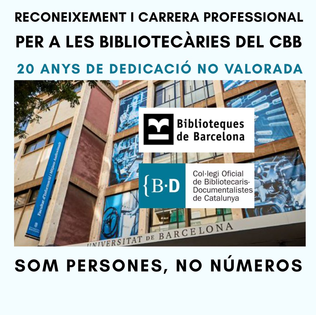 📢Compartim el COMUNICAT que part de la plantilla ha fet arribar al <a href="/cobdc/">COBDC</a> respecte la situació que afecta al personal titulat en Biblioteconomia de <a href="/BibliotequesBCN/">BibliotequesBCN</a> de les quals es gerent <a href="/burguillosmf/">Ferran Burguillos @burguillos.bsky.social</a> 
#Somessencials 
#Defensembiblios