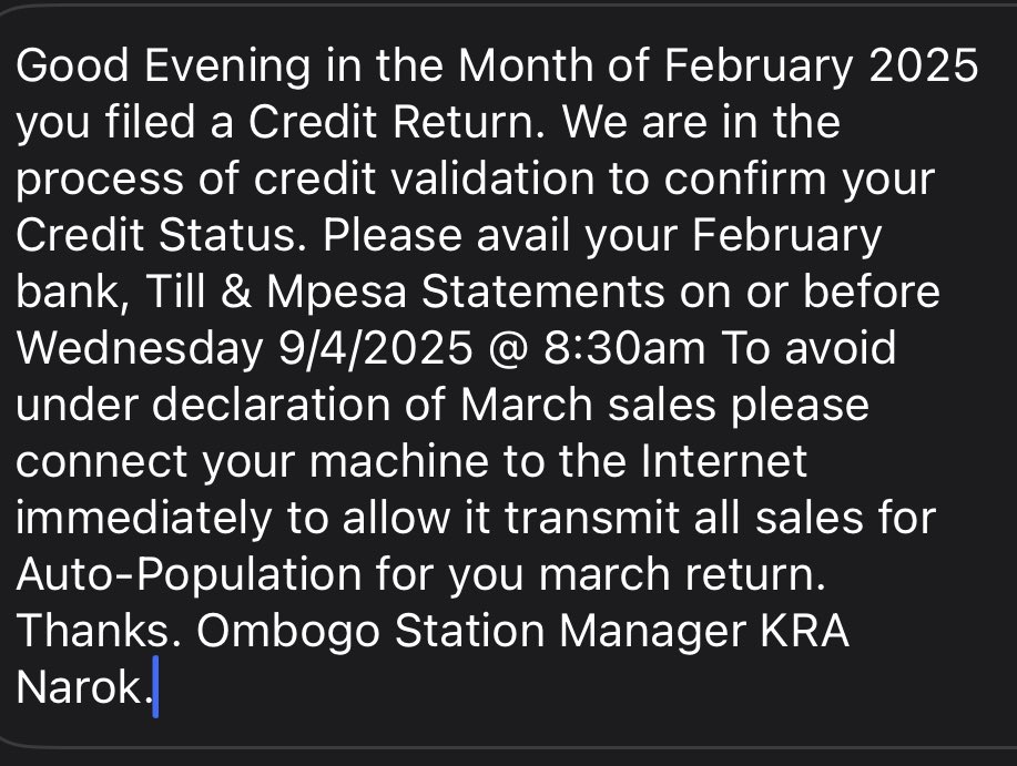 IngKibet's tweet photo. @KRACorporate @KRACare  I guess your officer is working more than Etims team ? @CG_KRA @StateHouseKenya https://t.co/39iq6Q9ClB