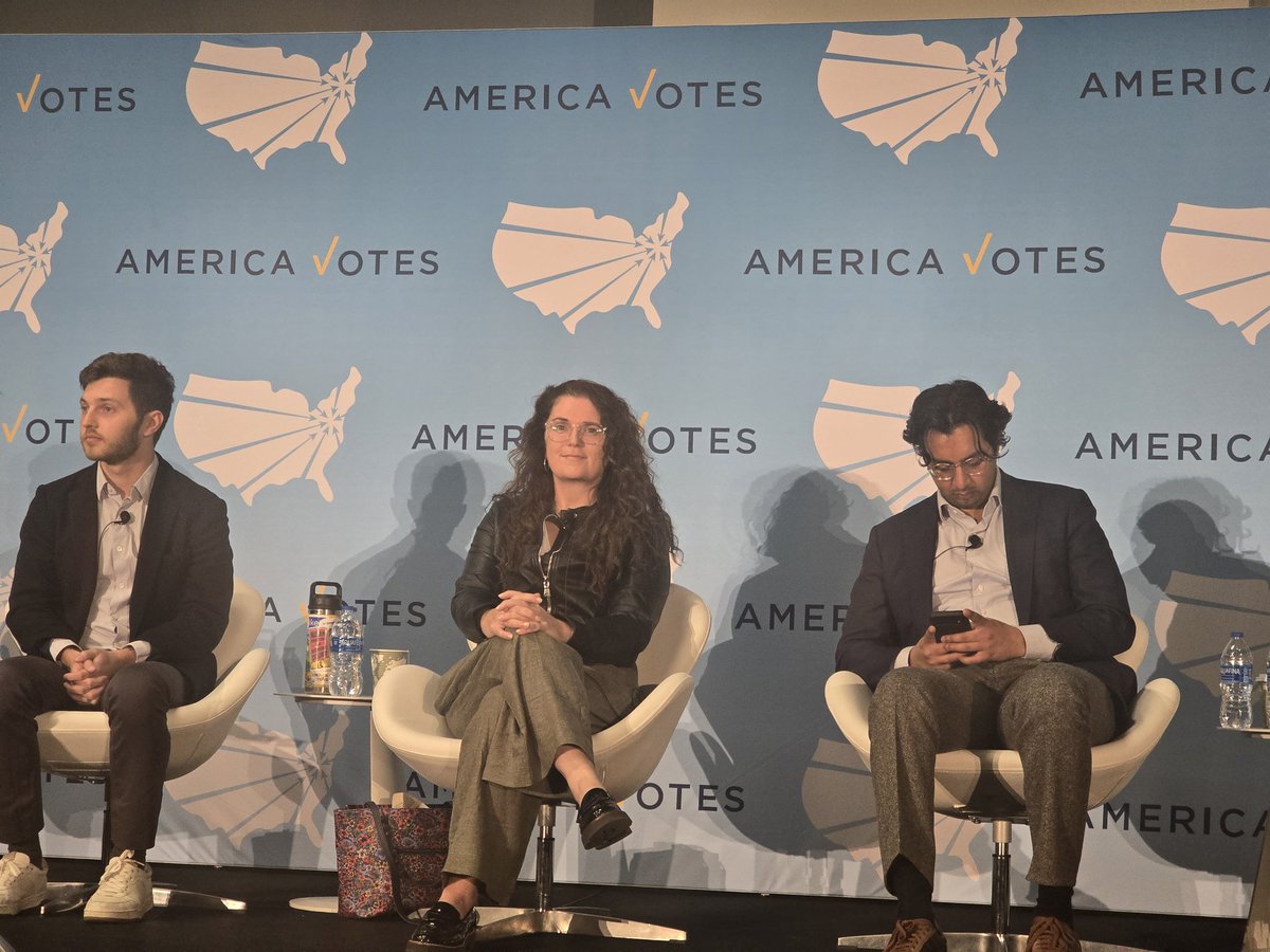 votegriffin's tweet photo. . @KristeePaschall with @CommChangeAct takes the stage with @t_woodbury1 to talk about how we restore the support of Black, Latinx, and AAPI over time. #AVsummit25 https://t.co/CONF4IeIZu