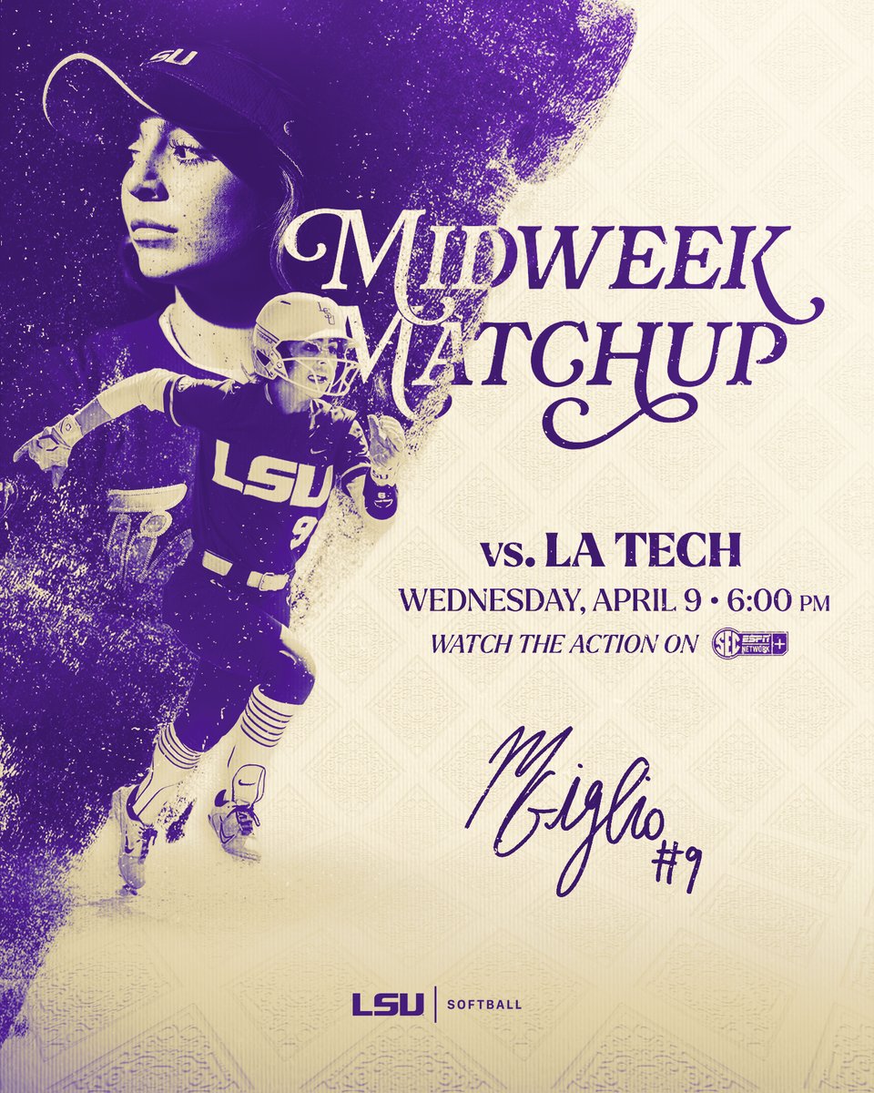 The Tigers welcome Louisiana Tech to Tiger Park. 

📄 lsul.su/3Eh2HKJ
🎟 lsul.su/4h6otzd

#Volume33