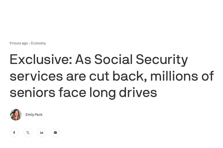 SenSanders's tweet photo. It’s clear: Trump and Musk want to make it harder and harder for the elderly and disabled to utilize Social Security.

They don’t care how much pain they cause. Their ultimate goal is to make Social Security dysfunctional, to privatize it and to let Wall Street take it over. https://t.co/mAImNHFVcz