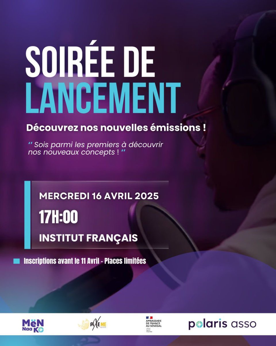 MyaBeye's tweet photo. 4 nouveaux formats médias, 1 même ambition :
Donner la parole à la jeunesse et repenser l’engagement citoyen.

RDV le 16 avril à 18h à l’Institut Français de Dakar
Entrée gratuite – Inscription ici : https://t.co/vhwP5YC7l9

#Meenako #Jeunesse #Médias #Engagement https://t.co/0jL3tHsyXe